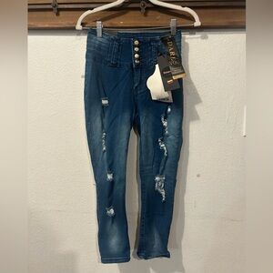 Benava  high-waisted, distressed skinny jeans Distressed Dark Blue Size 5 (1487)